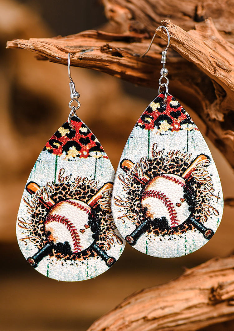 

Earrings Leopard Baseball Water Drop Earrings in Multicolor. Size