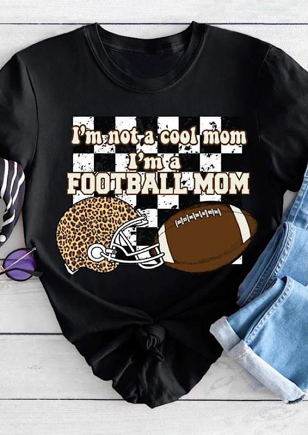 

T-shirts Tees I'm Not A Cool Mom I'm A Football Mom Leopard T-Shirt Tee in Black. Size: M,,XL