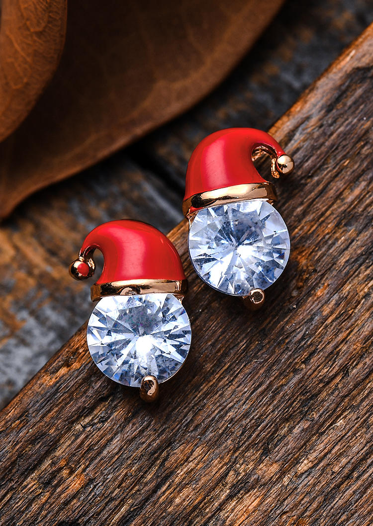 

Earrings Christmas Hat Rhinestone Stud Earrings in Gold. Size