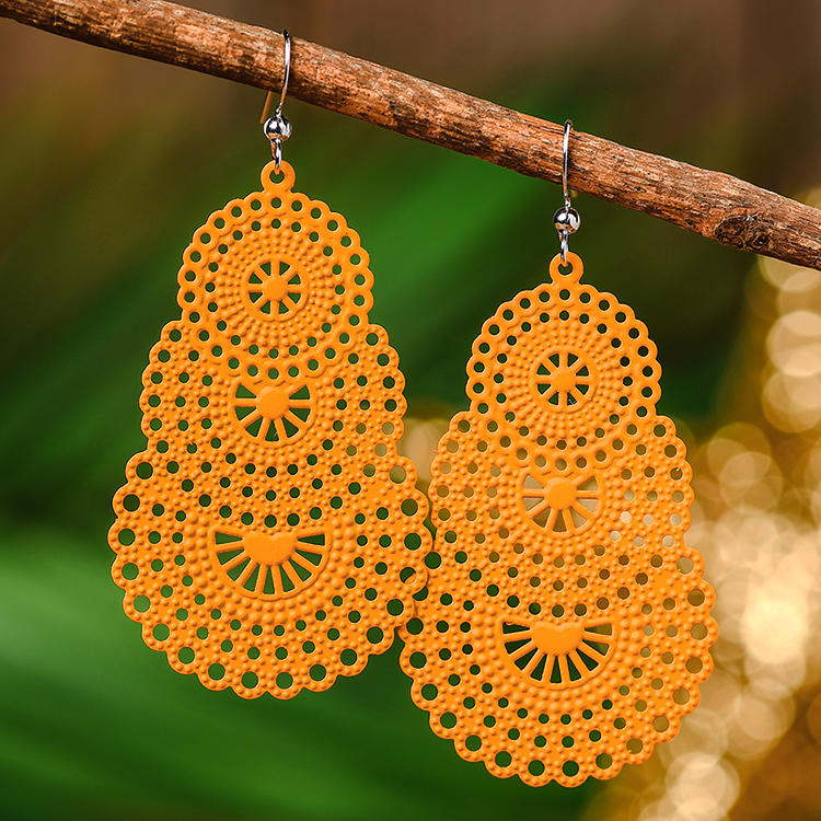 Hollow Out Beading Water Drop Earrings