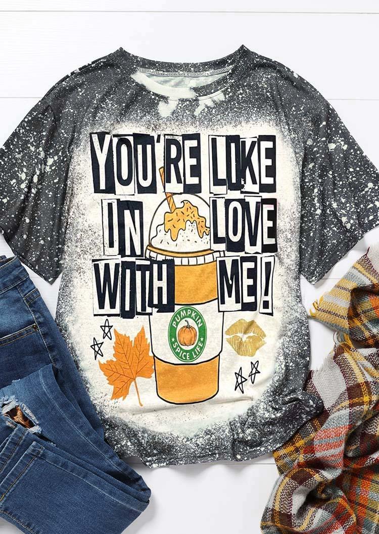 T-shirts Tees You're Like In Love With Me Pumpkin Spice Life T-Shirt Tee in Gray. Size: L,M,S,XL