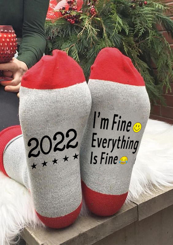 

Crew Socks 2022 I'm Fine Everything Is Fine Color Block Crew Socks in Multicolor. Size