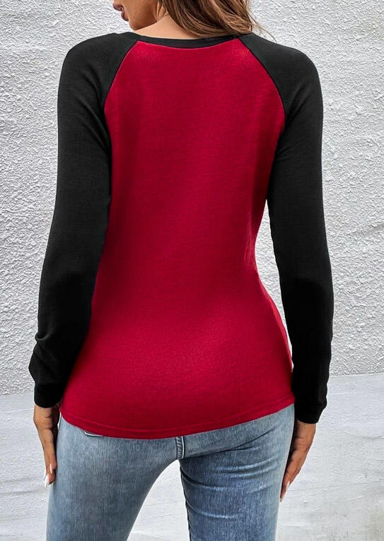 

Blouses Color Block Twist Long Sleeve Blouse - Burgundy in Red. Size