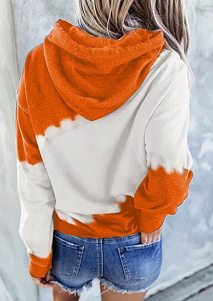 Hoodies Thankful Grateful And Blessed Pumpkin Plaid Color Block Hoodie in Orange. Size: L,M,S,XL