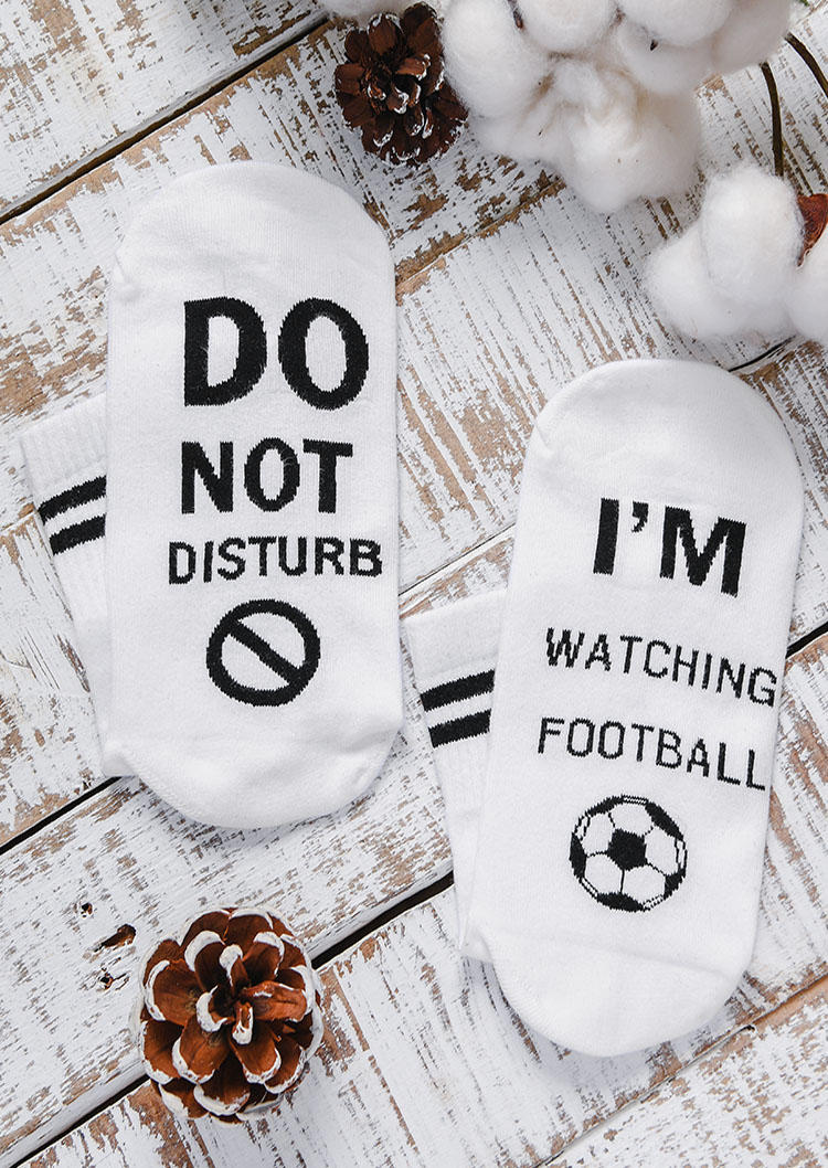 

Crew Socks Do Not Disturb I'm Watching Football Soccer Crew Socks in White. Size
