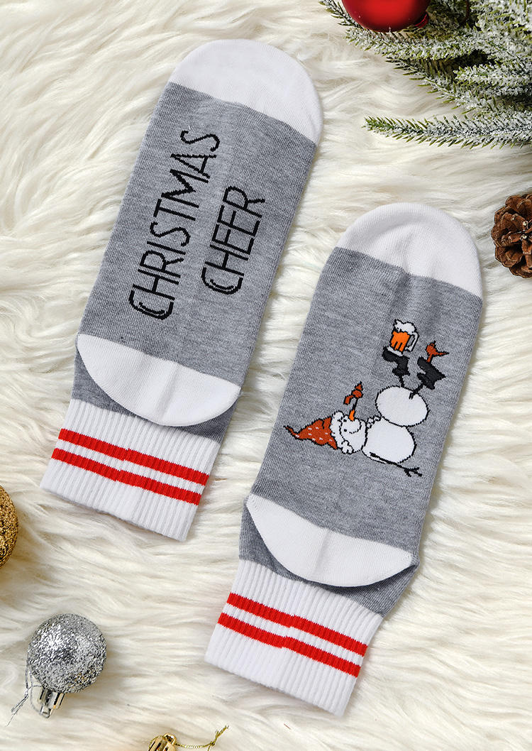 

Crew Socks Christmas Cheer Snowman Color Block Crew Socks in Gray. Size