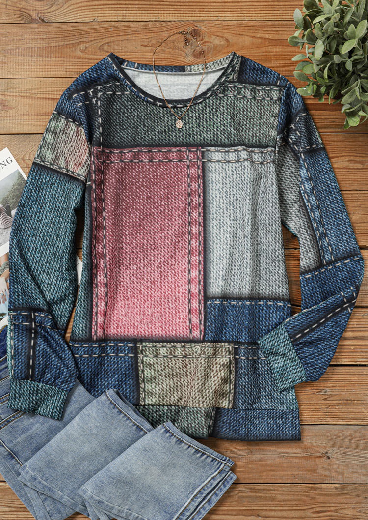 

Sweatshirts Color Block Graphic Long Sleeve Sweatshirt in Multicolor. Size