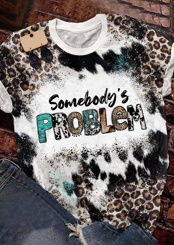 

T-shirts Tees Somebody' Problem Leopard Bleached T-Shirt Tee in Multicolor. Size