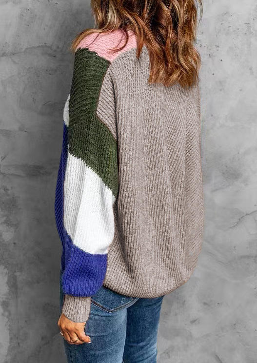 

Cardigans Color Block Button Sweater Cardigan in Multicolor. Size: L