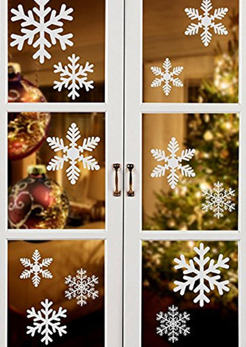 

Christmas Snowflake Window Stickers in White. Size