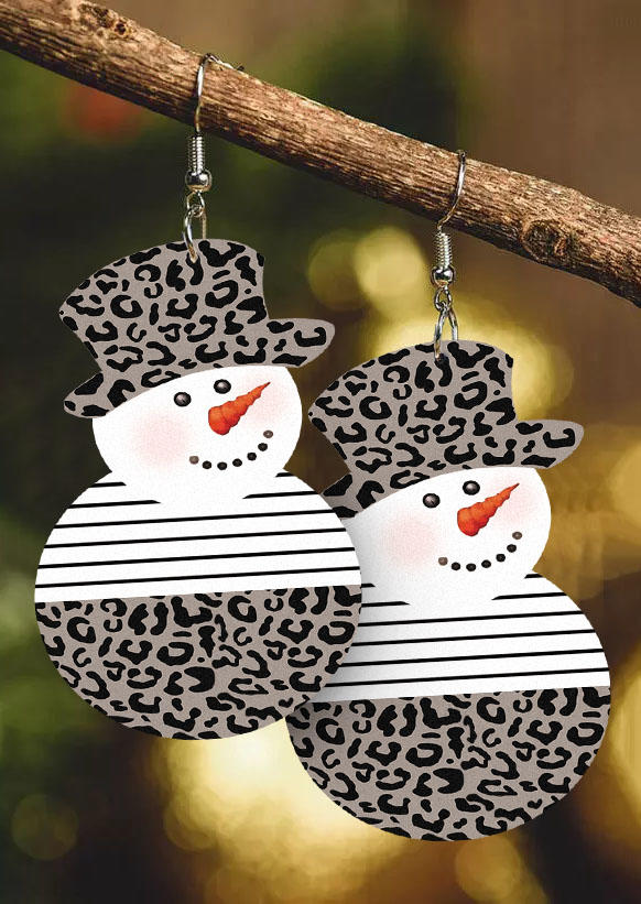 

Earrings Christmas Snowman Leopard Striped Earrings in Multicolor. Size
