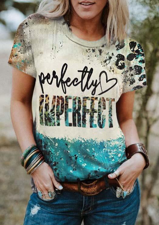 

T-shirts Tees Perfectly Imperfect Leopard Bleached T-Shirt Tee in Multicolor. Size: L,M