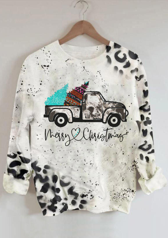 Merry Christmas Leopard Truck Sweatshirt