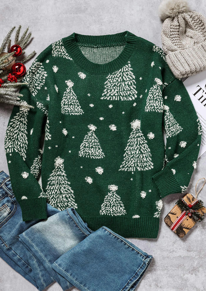 

Sweaters Christmas Snowflake O-Neck Sweater in Green. Size: L