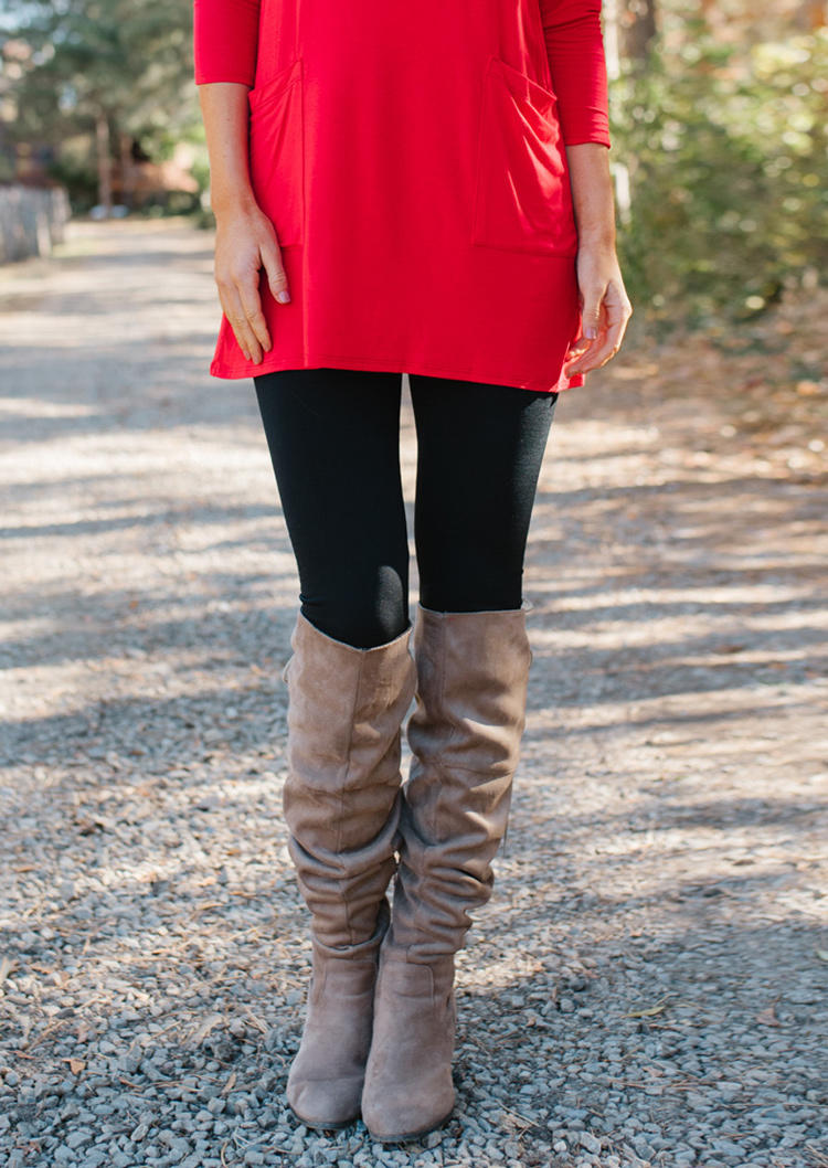 

Leggings Simple Elastic Waist Skinny Leggings in Black. Size