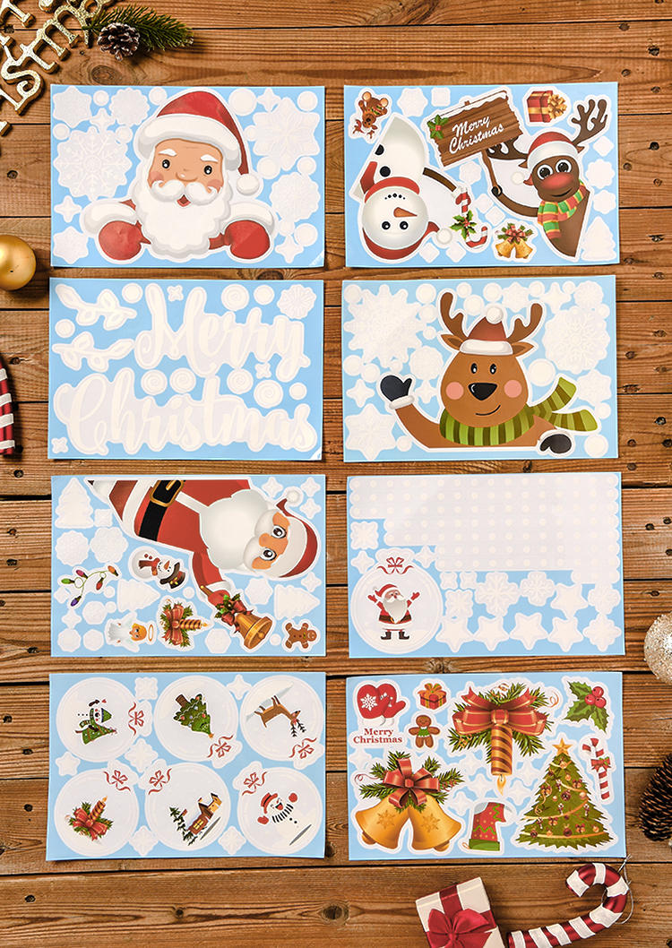 

Merry Christmas Snowman Snowflake Window Stickers in Multicolor. Size