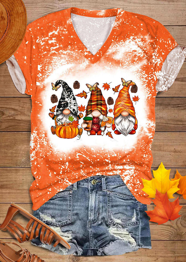 

T-shirts Tees Gnomies Plaid Maple Leaf Pumpkin T-Shirt Tee in Orange. Size