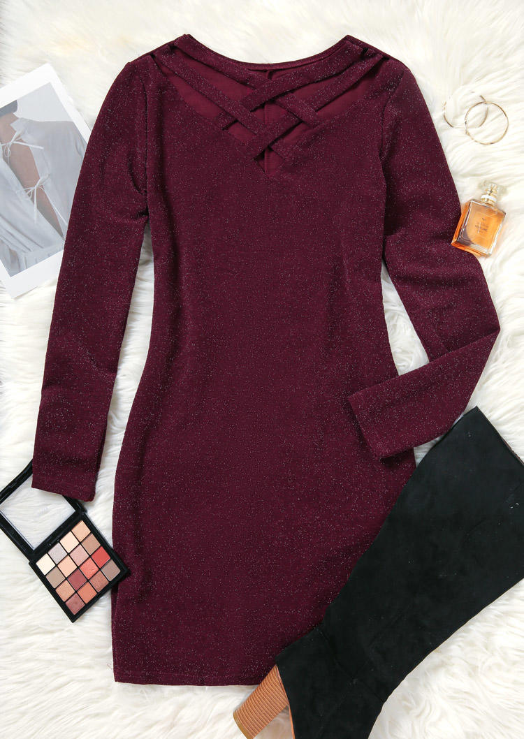 

Bodycon Dresses Criss-Cross Hollow Out Bodycon Dress - Burgundy in Red. Size