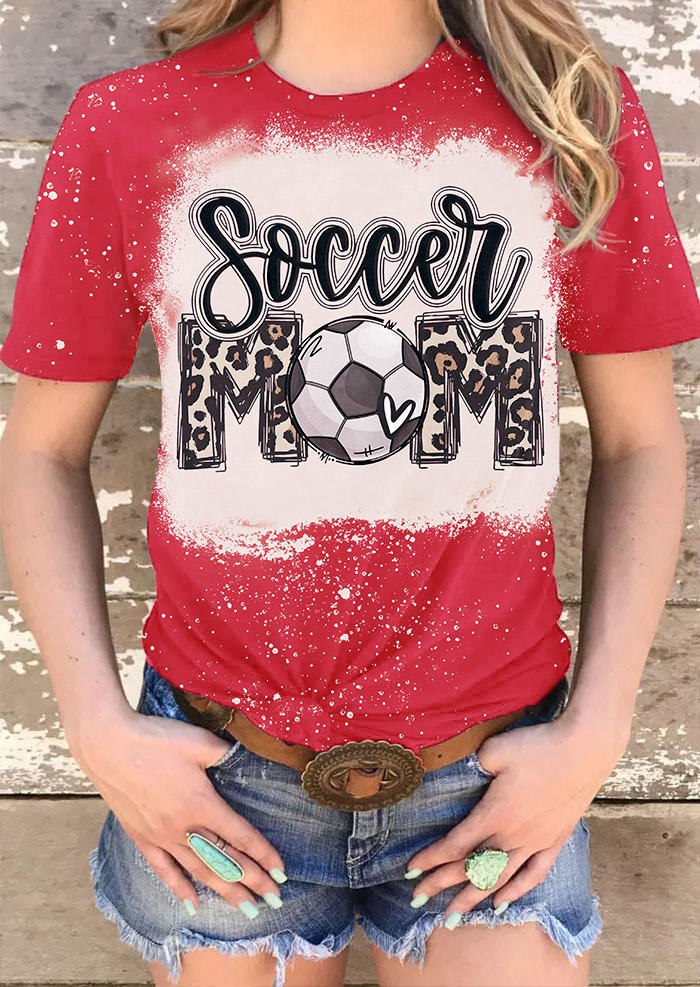 Soccer Mom Leopard T-Shirt Tee - Red