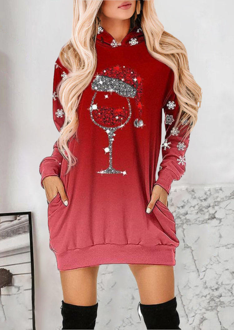 

Mini Dresses Hat Wine Glass Hooded Mini Dress in Red. Size: L
