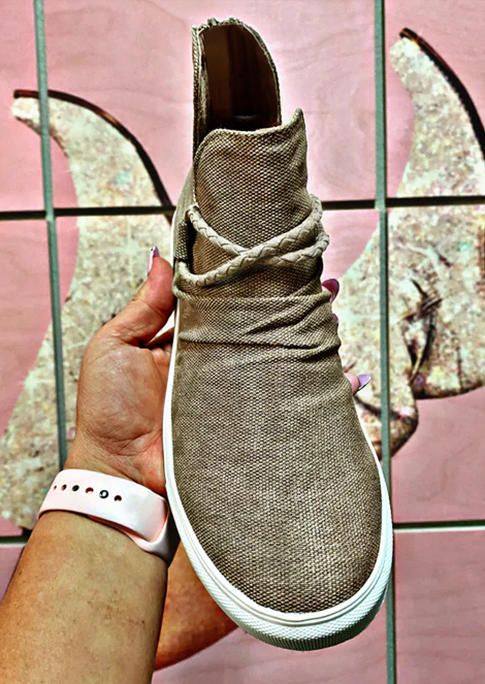 

Sneakers Zipper High Top Flat Canvas Sneakers - Dark Apricot in Apricot. Size