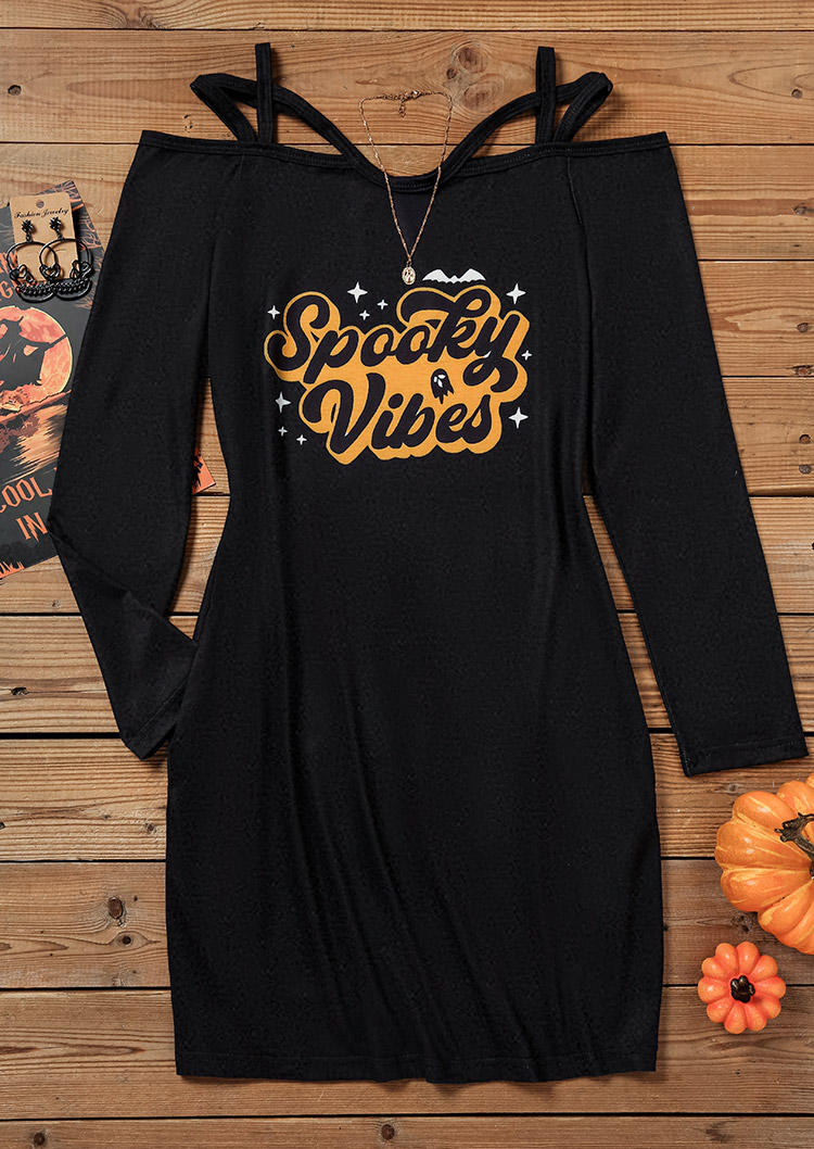 

Mini Dresses Halloween Spooky Vibes Pocket Criss-Cross Mini Dress in Black. Size: L,,XL