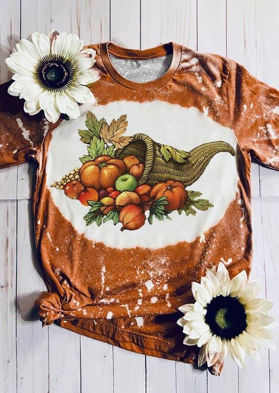 

T-shirts Tees Maple Leaf Pumpkin Bleached T-Shirt Tee in Orange. Size: M