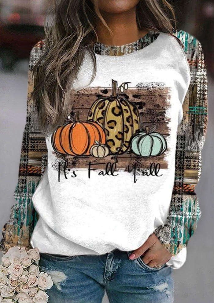 It's Fall Y'all Leopard Pumpkin Sweatshirt - Light Grey