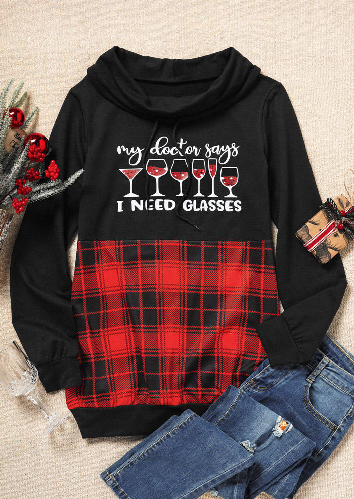 

Sweatshirts Christmas My Doctor Says I Need Glasses Plaid Pullover Sweatshirt in Black. Size