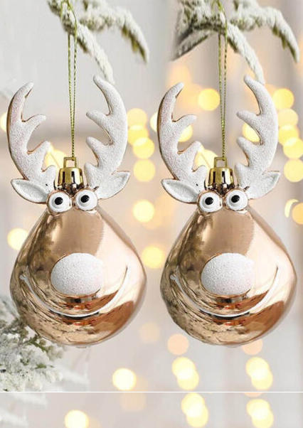 

Christmas Decoration 2Pcs Christmas Reindeer Hanging Ornament in Gold. Size