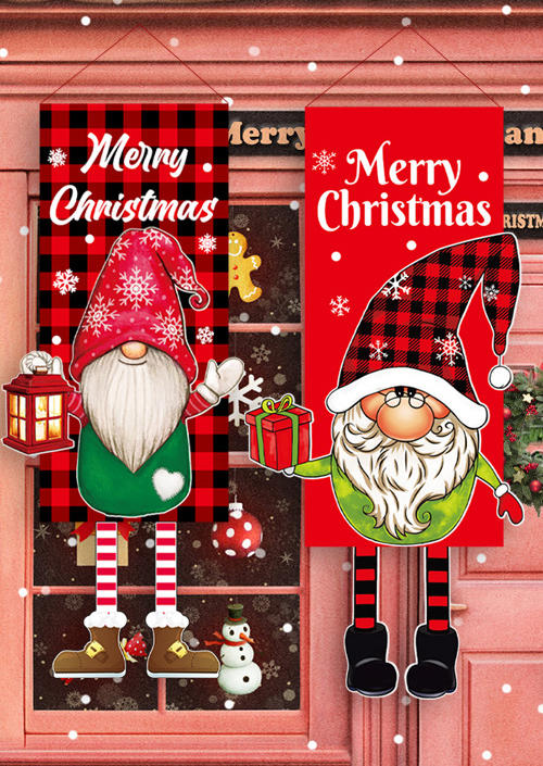 

Garden Flag Merry Christmas Gnomies Snowman Gingerbread Man Garden Flag Ornament in Red. Size