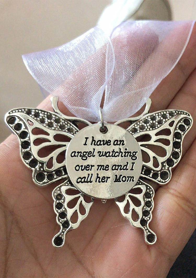 Christmas Decoration I Have An Angel Watching Over Me And I Call Her Mom Butterfly Ornament in White. Size: One Size