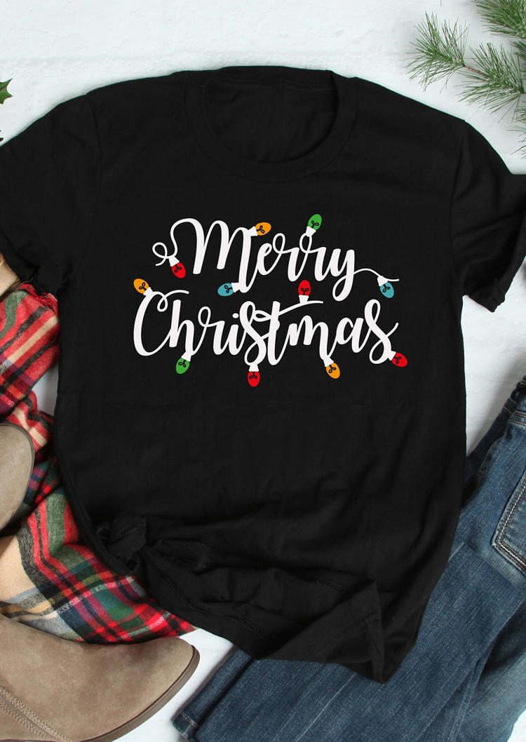 

T-shirts Tees Merry Christmas Lantern T-Shirt Tee in Black. Size