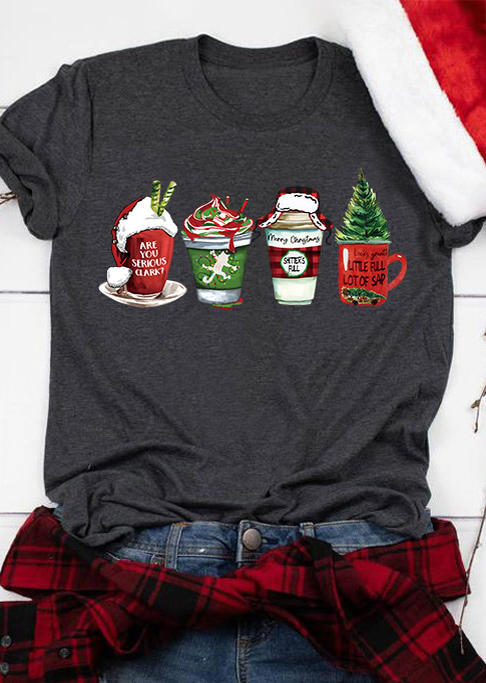 T-shirts Tees Christmas Are You Serious Plaid O-Neck T-Shirt Tee - Dark Grey in Gray. Size: L,M,S
