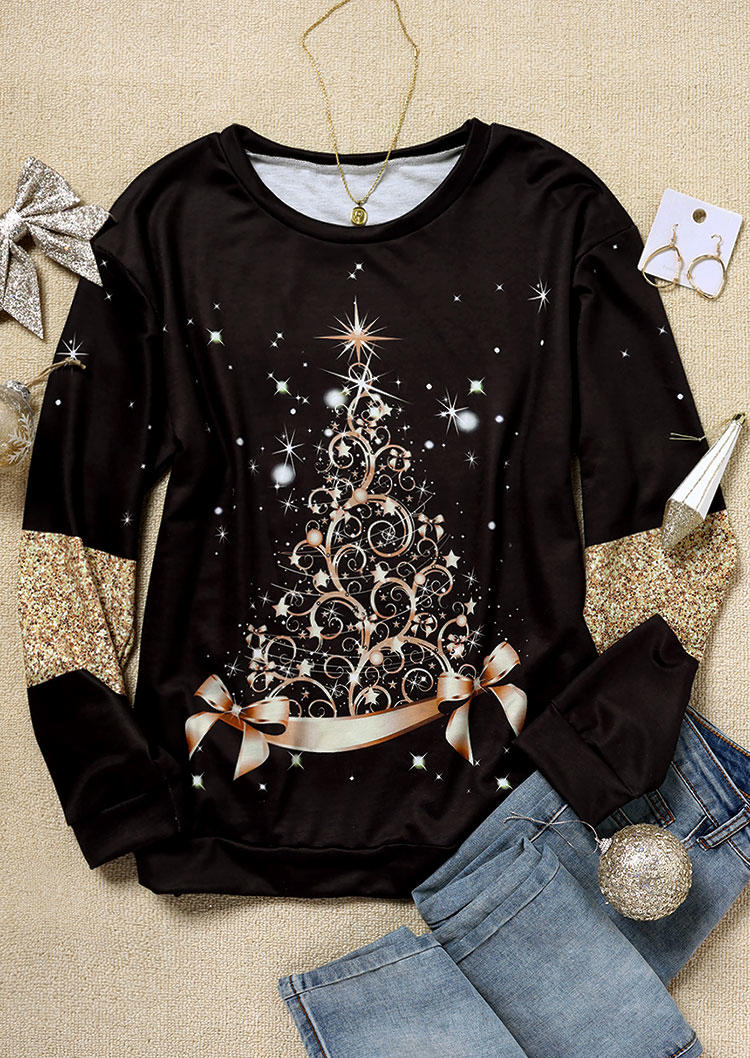 

Sweatshirts Christmas Tree O-Neck Sweatshirt in Black. Size