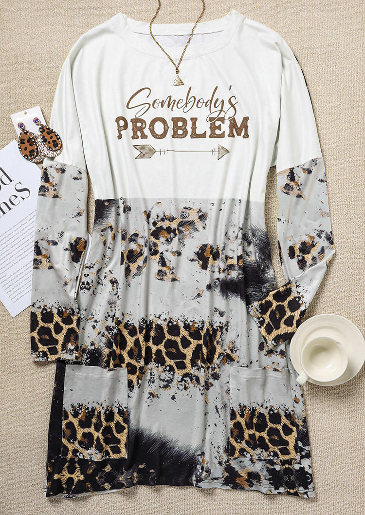 

Mini Dresses Somebody' Problem Leopard Pocket Sweatshirt Mini Dress in Multicolor. Size