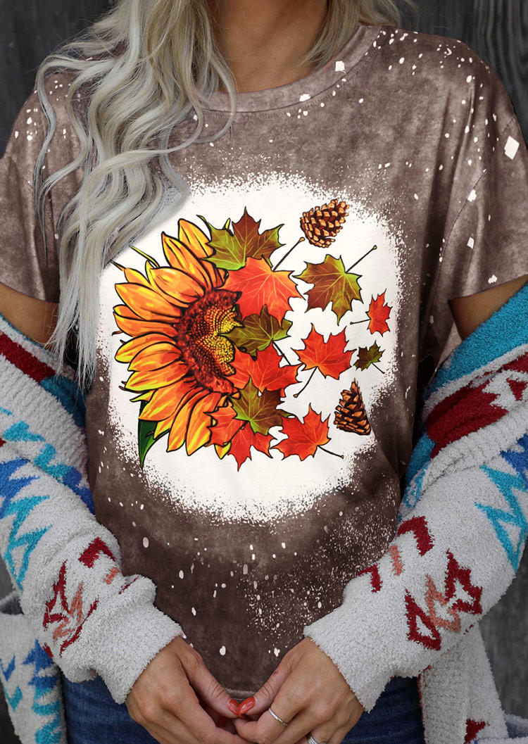 

T-shirts Tees Maple Leaf Sunflower Bleached T-Shirt Tee in Gray. Size: L