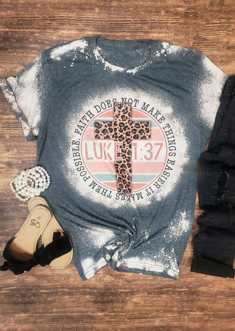 

T-shirts Tees Faith Does Not Make Things Easier It Makes Them Possible Cross Leopard T-Shirt Tee in Gray. Size