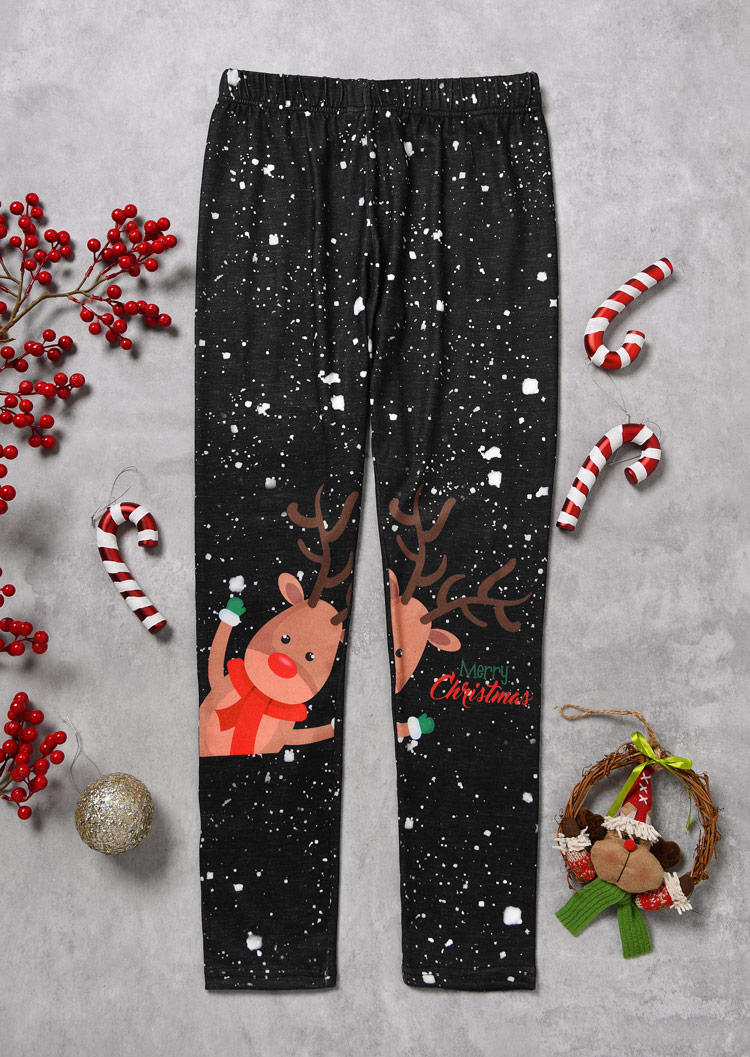 

Leggings Merry Christmas Reindeer Warm Leggings in Black. Size: L,M,,XL