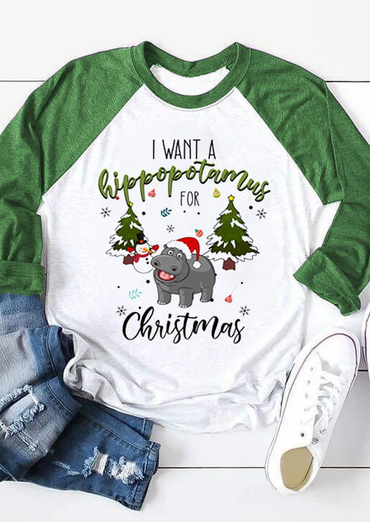T-shirts Tees I Want A Hippopotamus For Christmas T-Shirt Tee in White. Size: L,M,S,XL