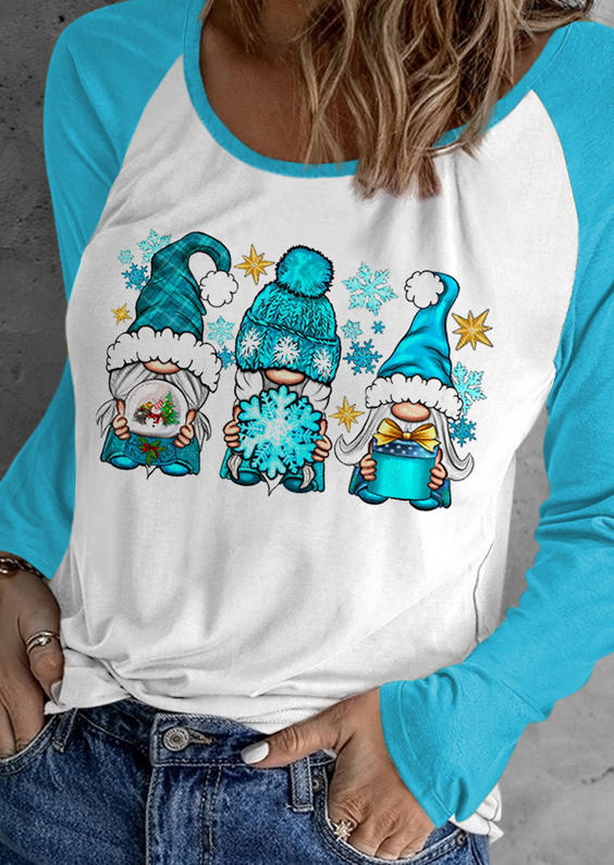 

T-shirts Tees Christmas Snowflake Plaid Gnomies T-Shirt Tee - Lake Blue in Blue. Size
