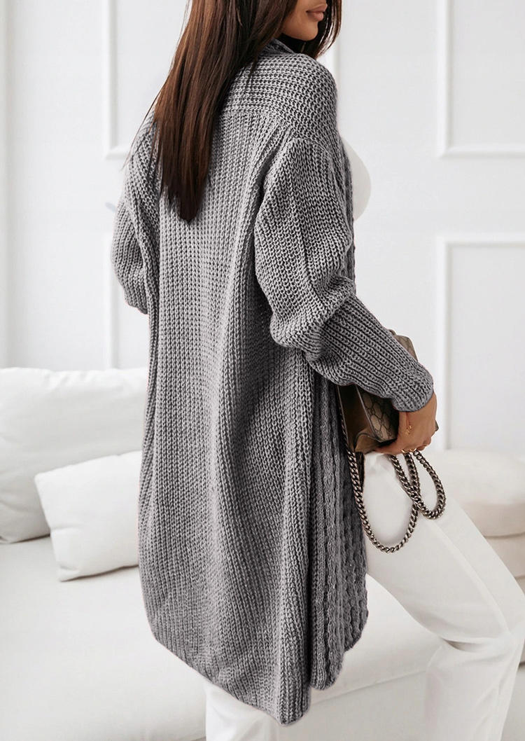 Long Sleeve Open Front Cardigan - Gray