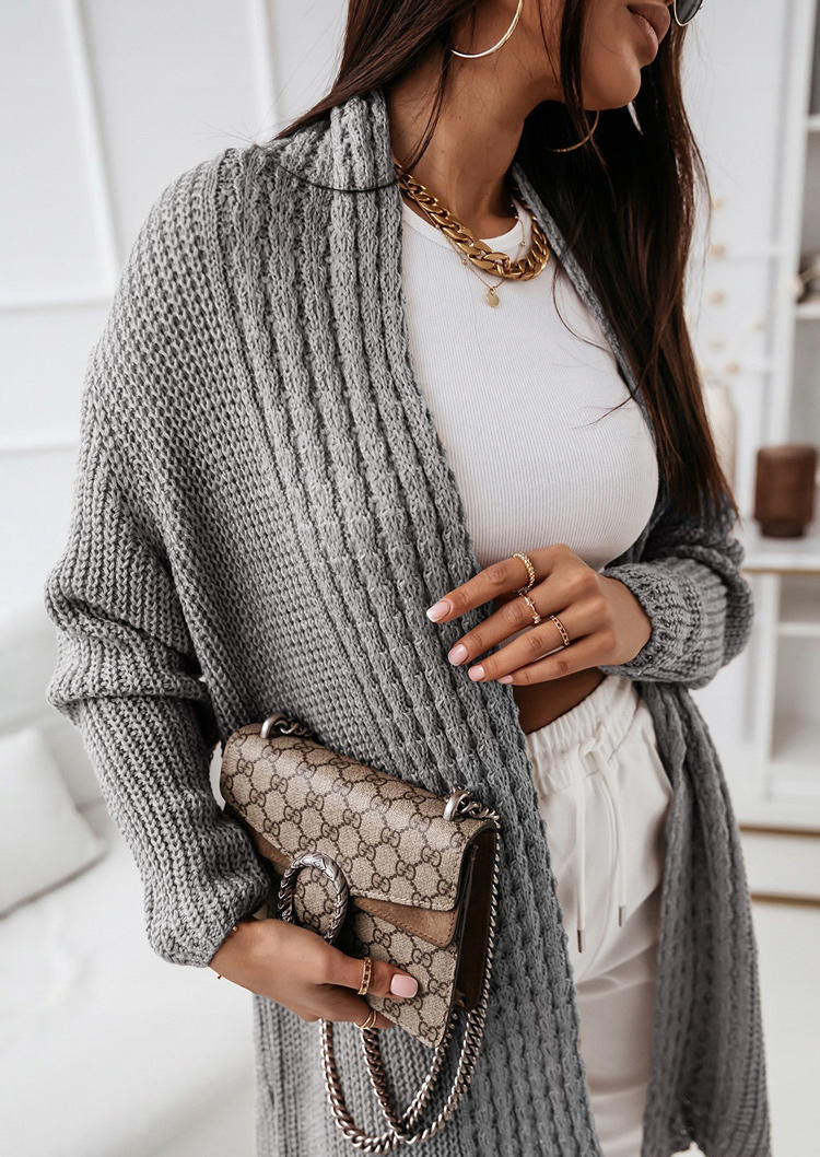 

Cardigans Long Sleeve Open Front Cardigan in Gray. Size