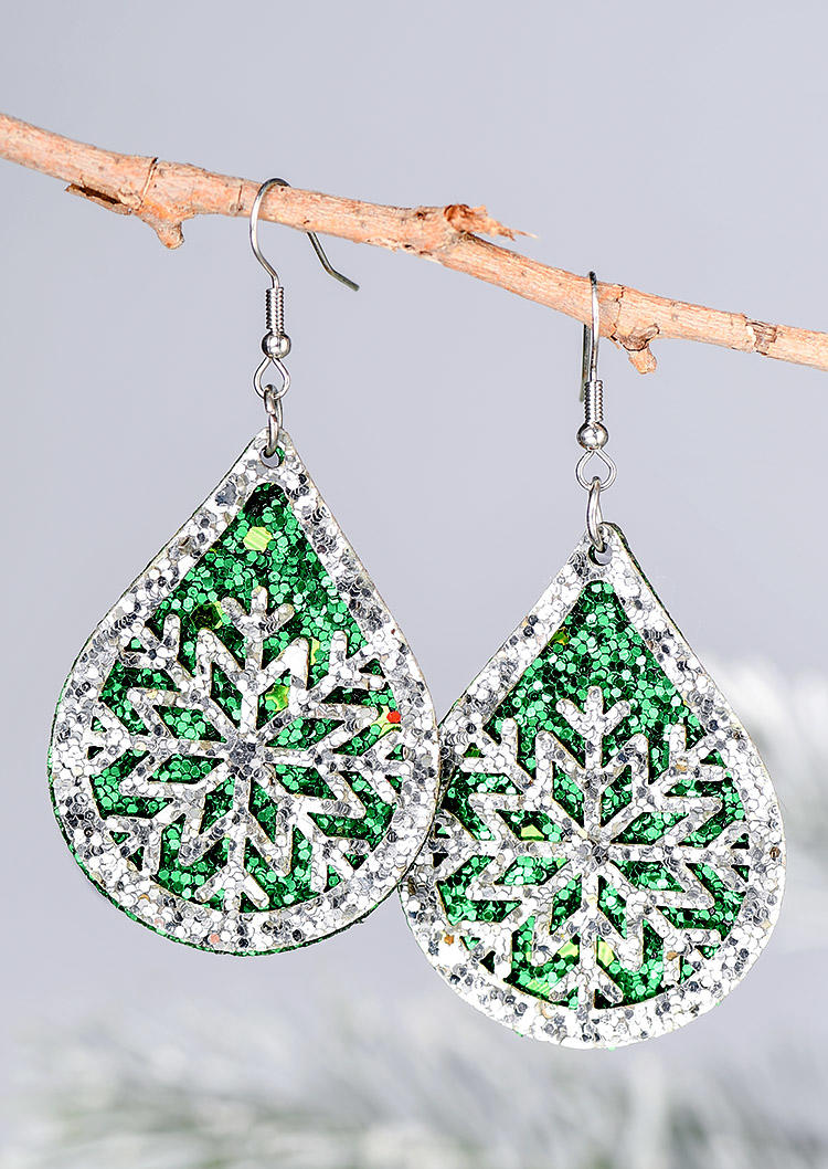 

Earrings Christmas Glitter Hollow Out Snowflake Earrings in Silver. Size