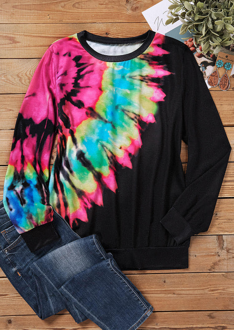 

Blouses Reverse Tie Dye Long Sleeve Blouse in Multicolor. Size: M