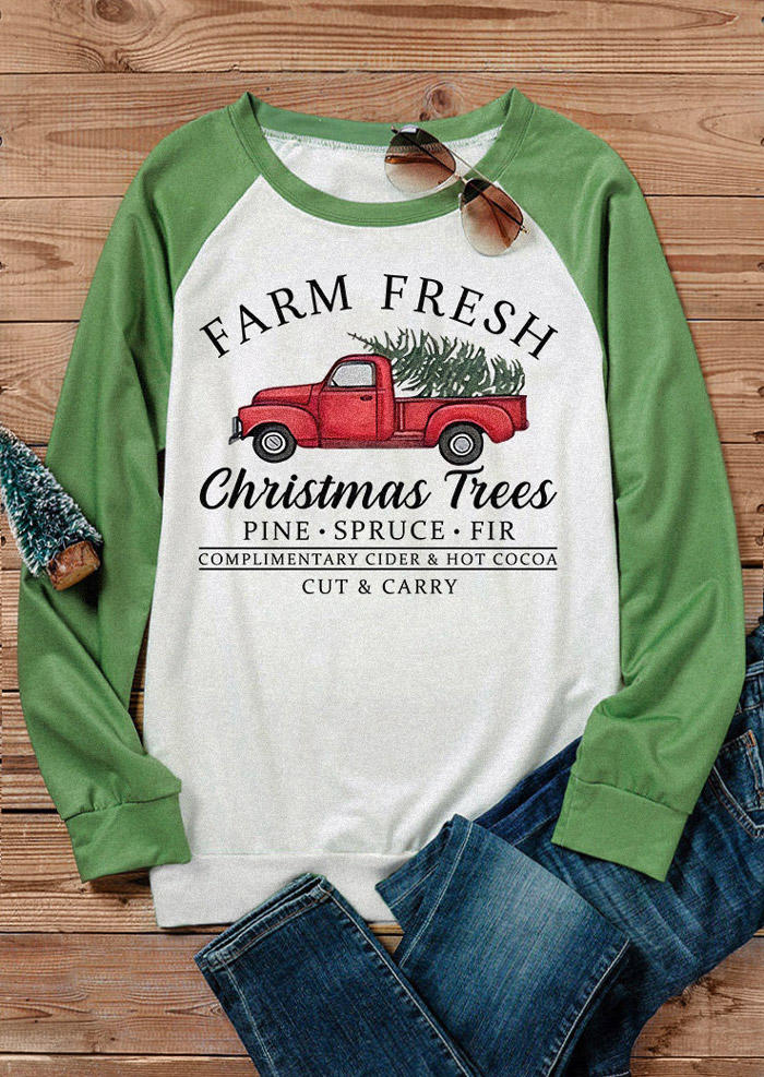 

Sweatshirts Farm Fresh Christmas Trees Raglan Sleeve Sweatshirt in Green. Size: M