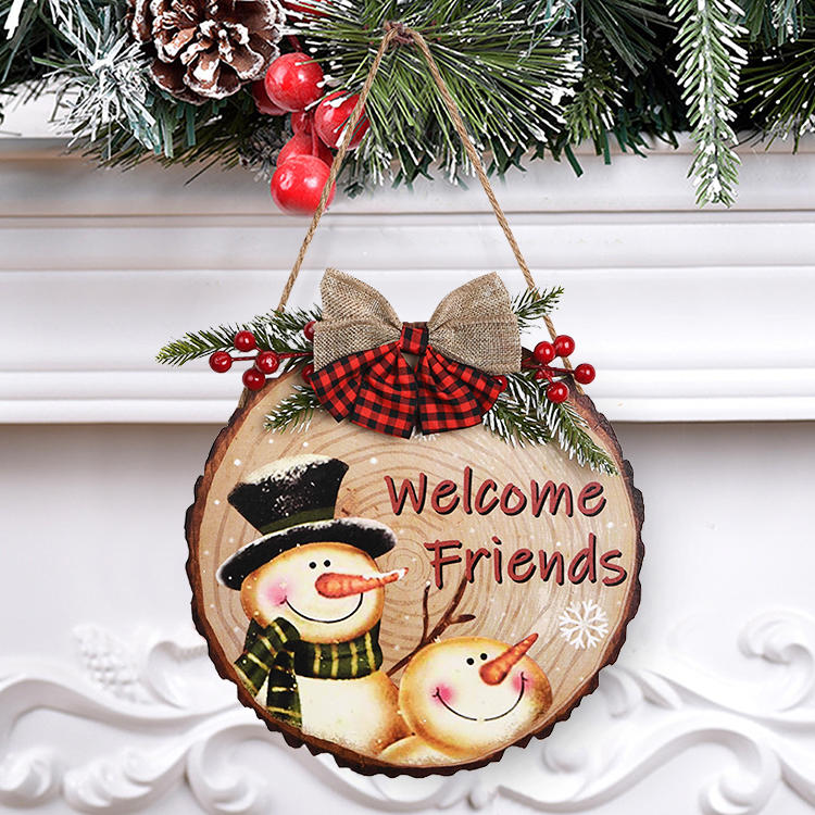 Christmas Welcome Friends Plaid Hanging Ornament