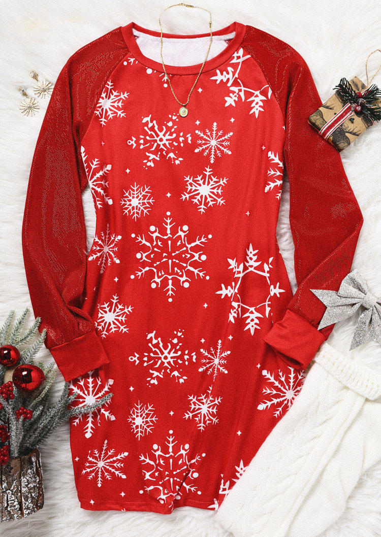 

Mini Dresses Christmas Snowflake Sequined Mini Dress in Red. Size