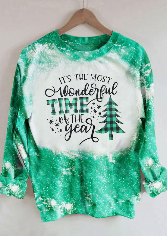 

Sweatshirts Christmas It' The Most Wonderful Time Of The Year Plaid Sweatshirt in Green. Size: L,M,,XL