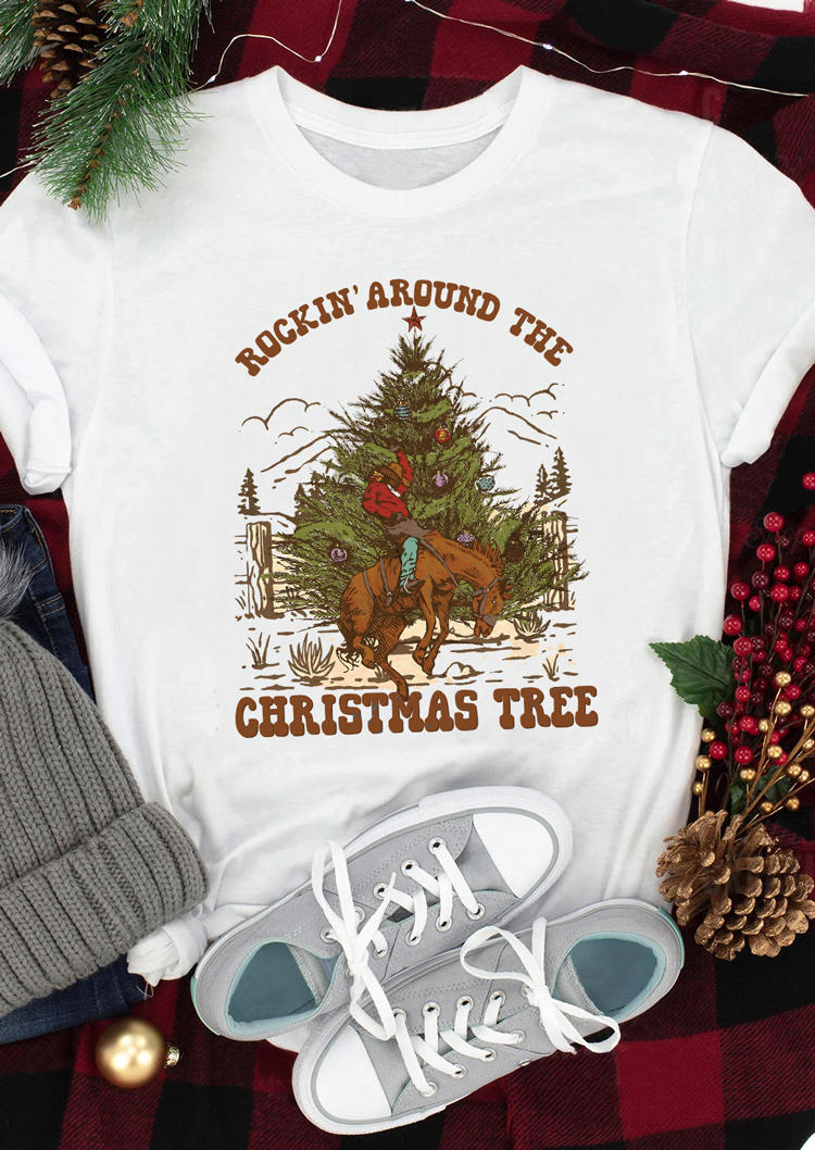 

T-shirts Tees Rockin' Around The Christmas Tree T-Shirt Tee in White. Size: L,M,,XL